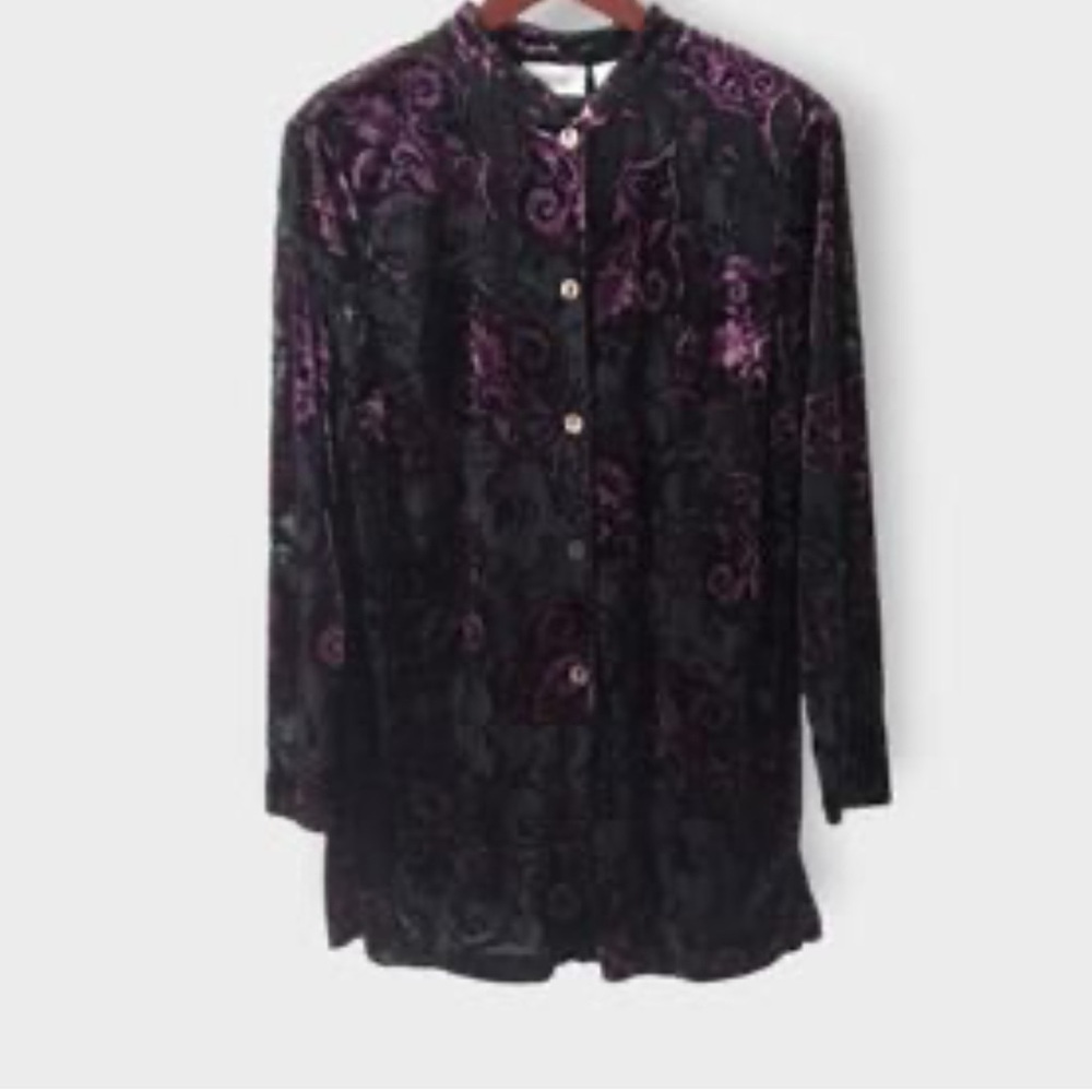 Units Women's Velvet Blouse - Black and Purple